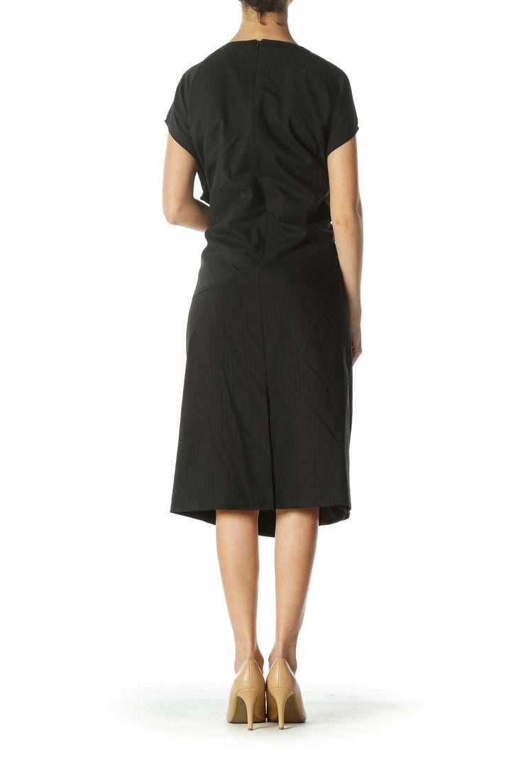 Black Cap-Sleeve Work Dress