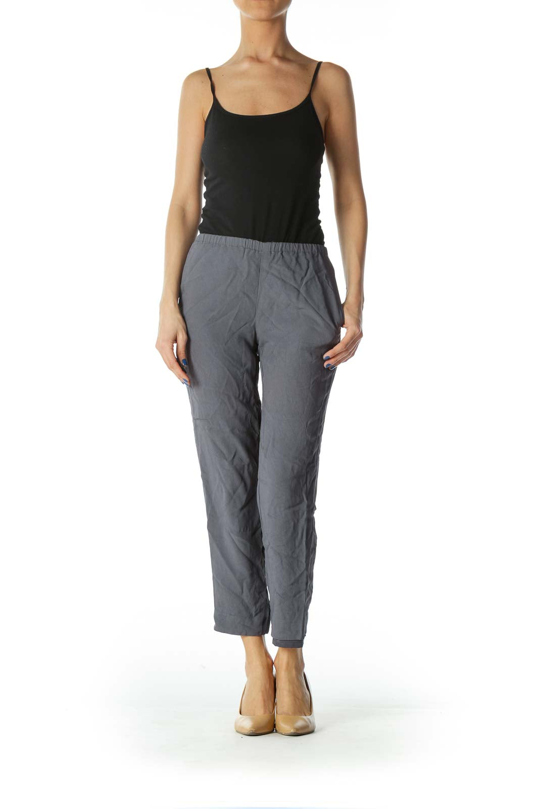 Gray Pocketed Slim-Fit Pants