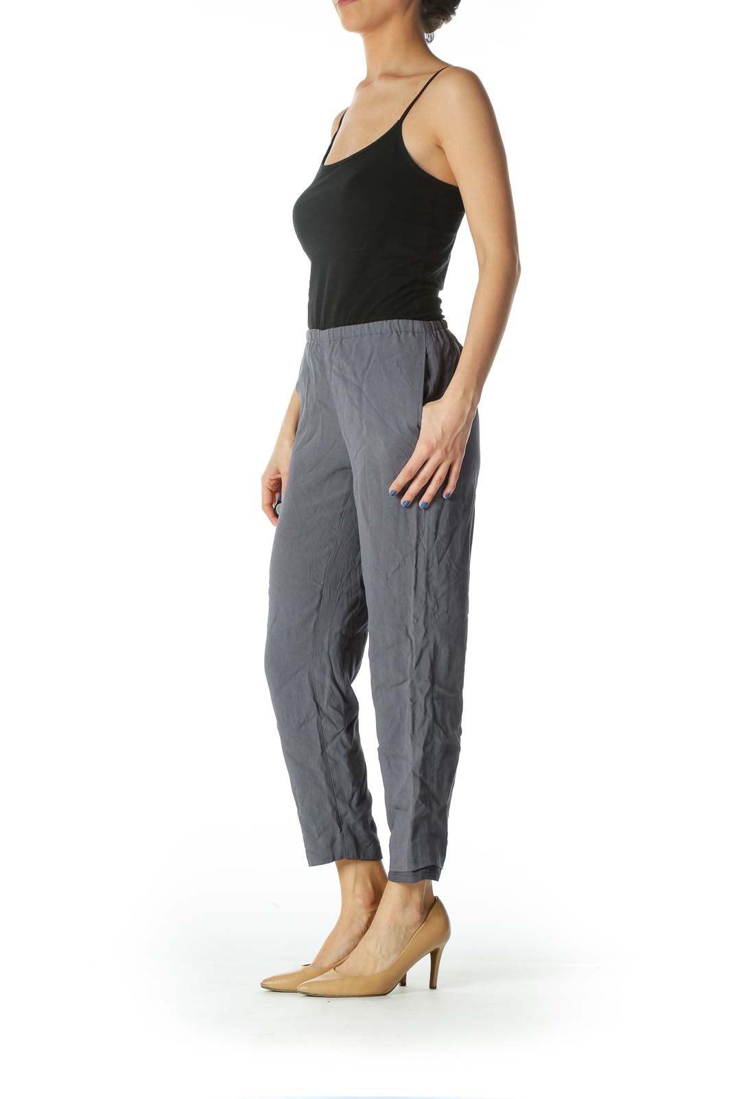 Gray Pocketed Slim-Fit Pants