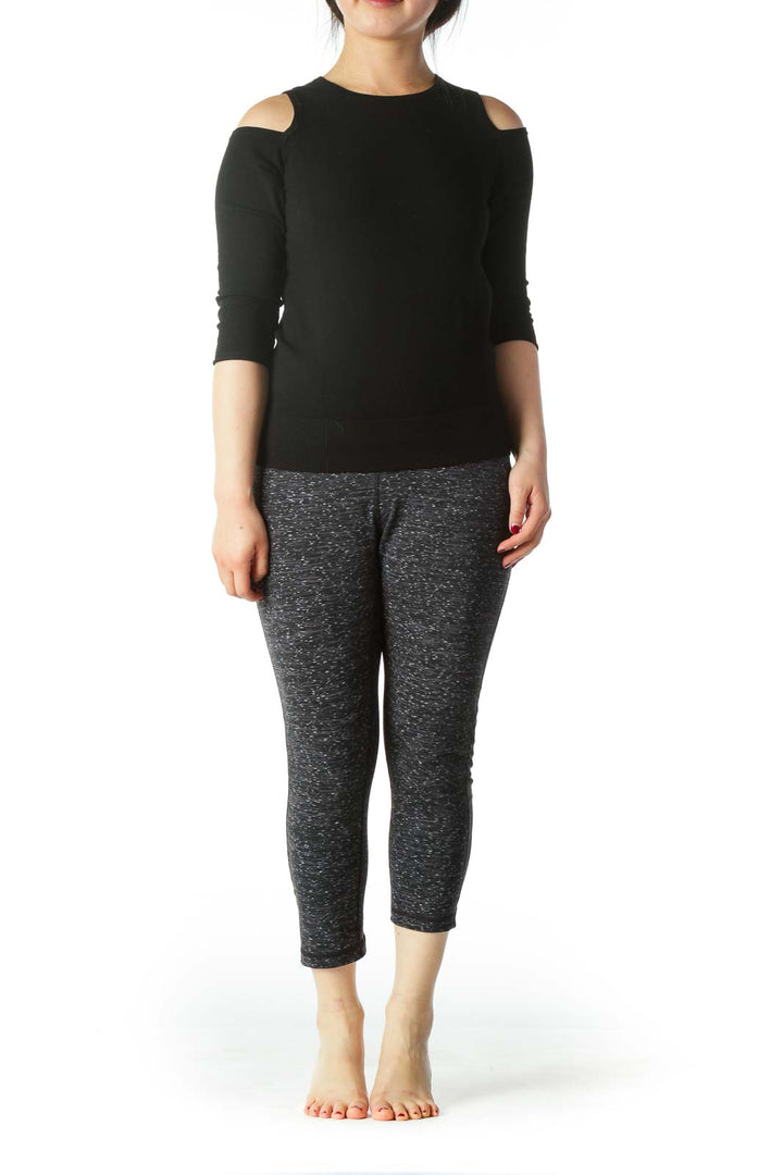 Black and Gray Stretch Capri Yoga Pants