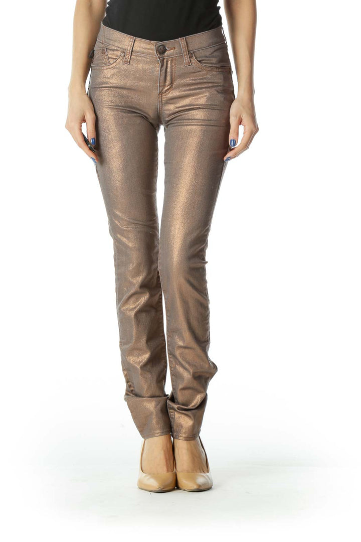 Gold Sparkle Skinny Jeans