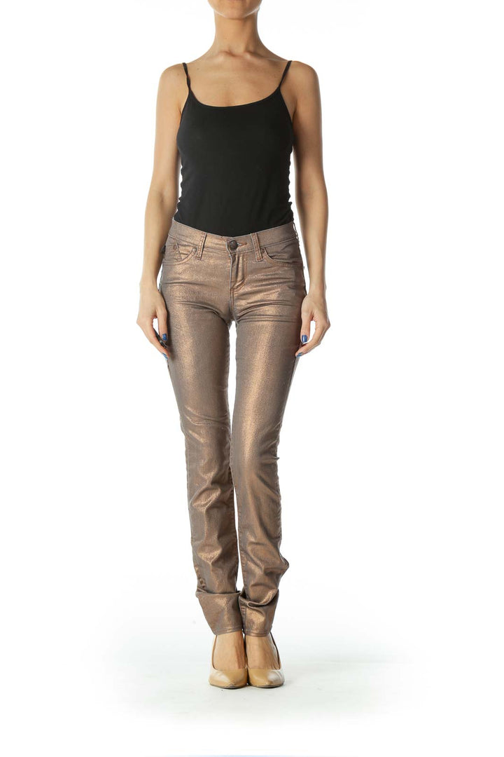 Gold Sparkle Skinny Jeans