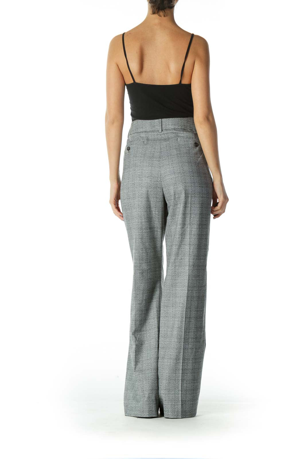 Gray Beige and Black Glen Check Suit Pant