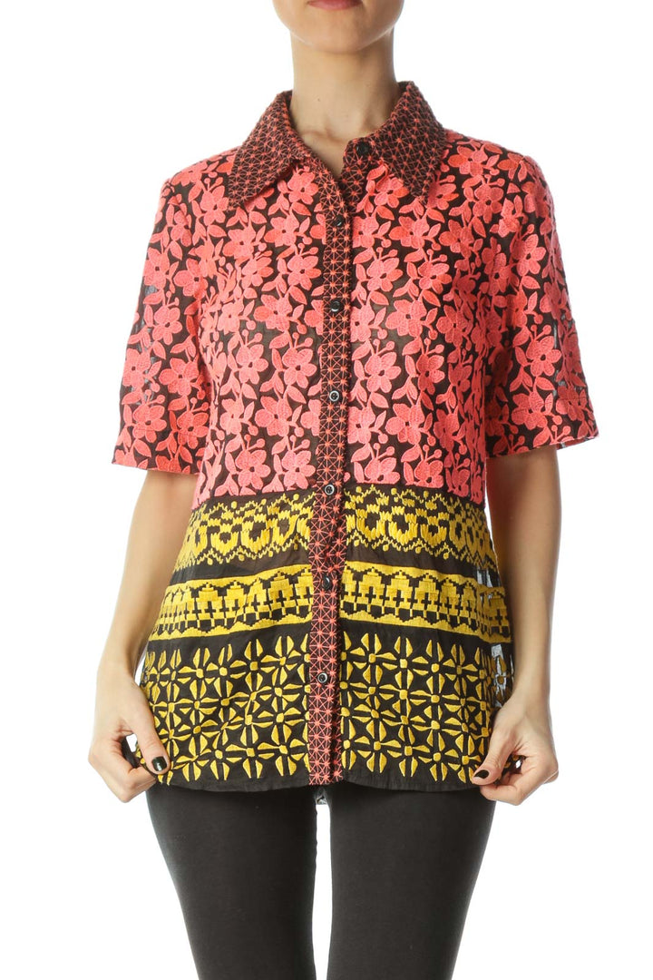 Multicolor Flower Embroidered Blouse