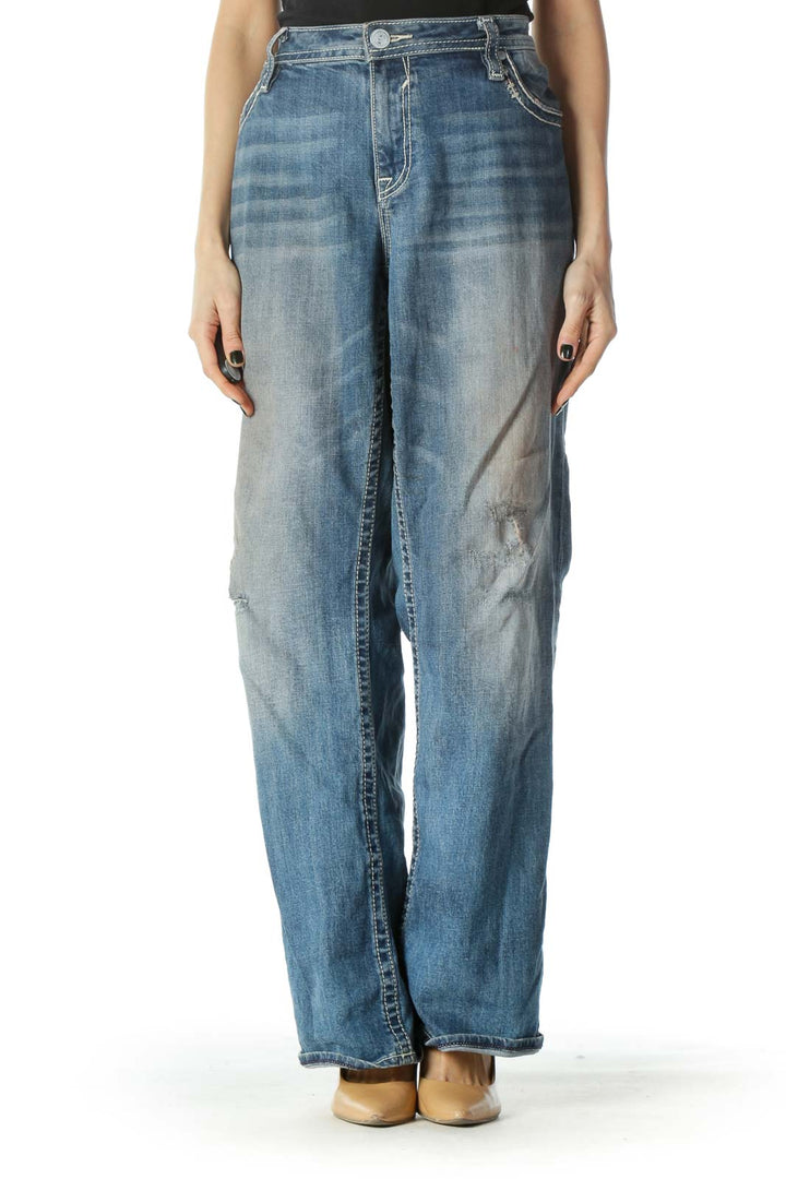 Blue Sequenced  Distressed Jean