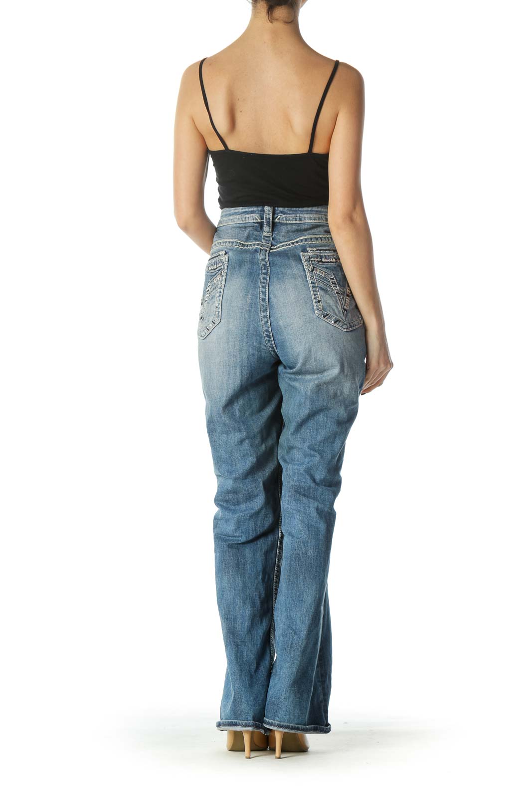 Blue Sequenced  Distressed Jean