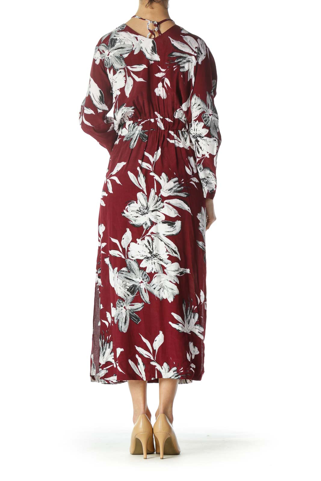 New Red Black and White Floral Dress