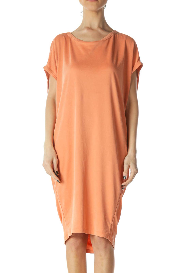 Orange Oversized Open Back Jersey Dress