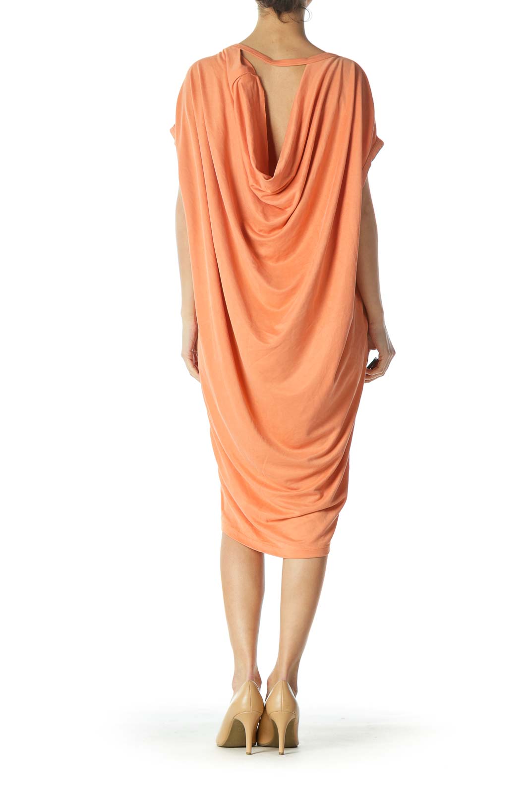 Orange Oversized Open Back Jersey Dress