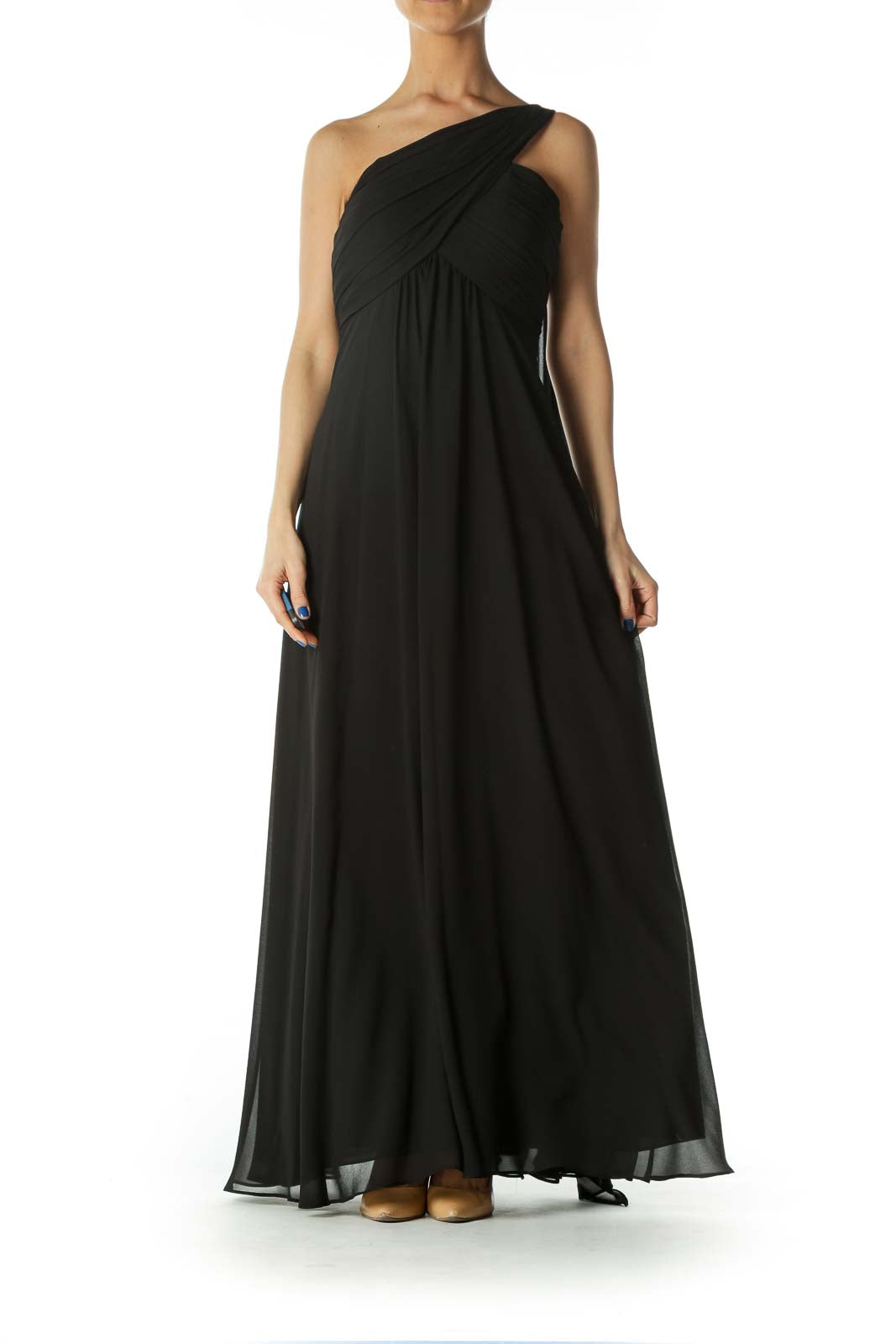 Black One Shoulder Evening Gown