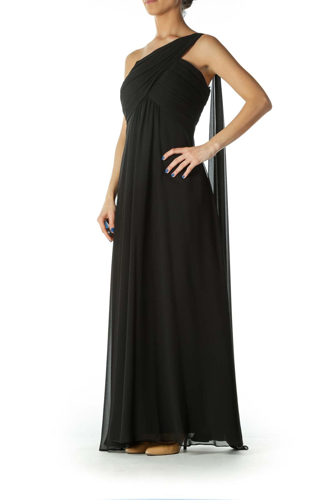 Black One Shoulder Evening Gown