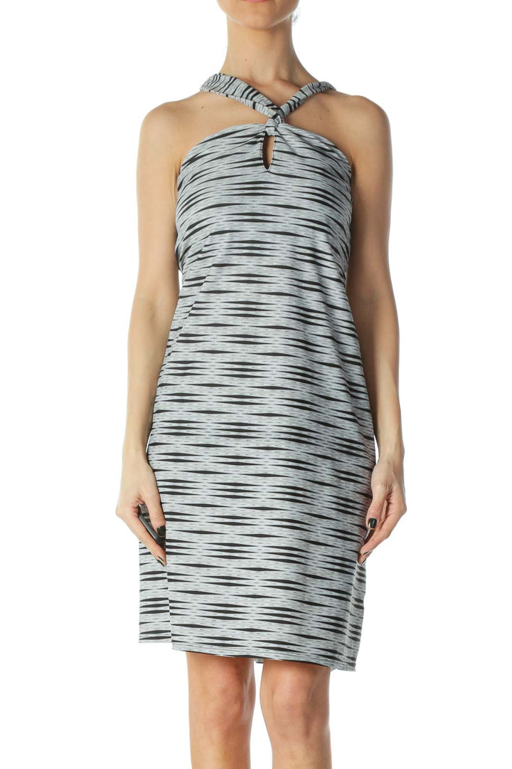 Gray Spandex Criss-Cross Keyhole Dress