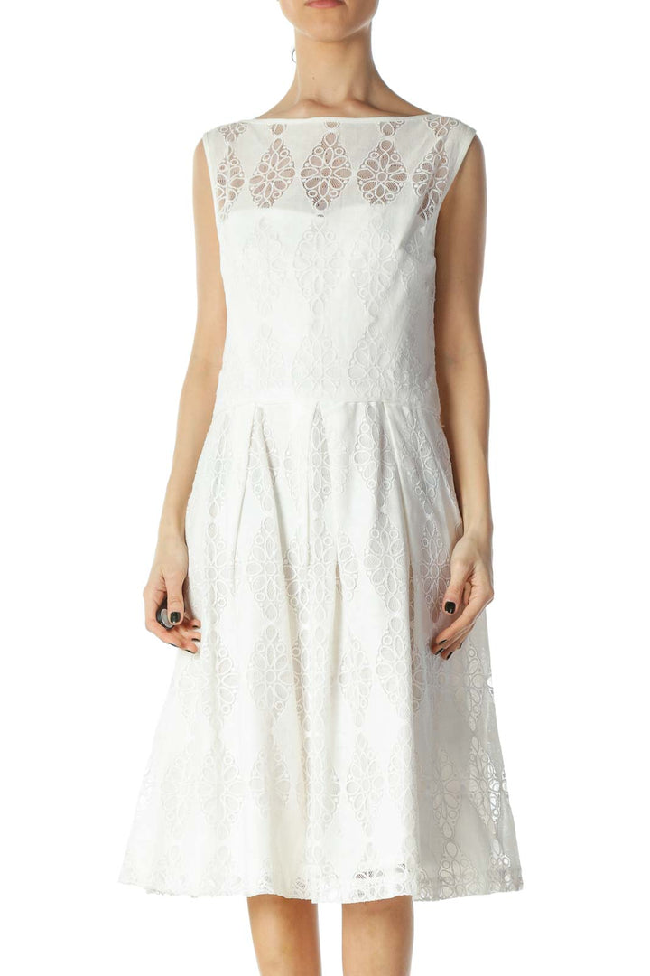 White Lace Natural Waist Day Dress