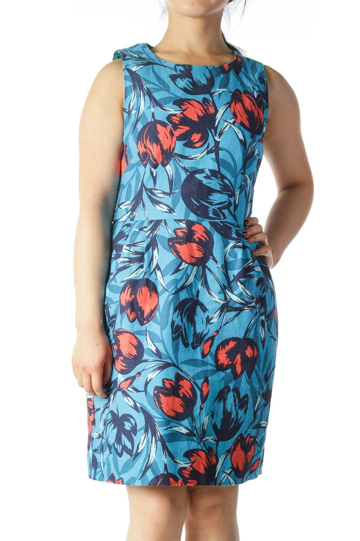 Blue and Orange Floral Dress