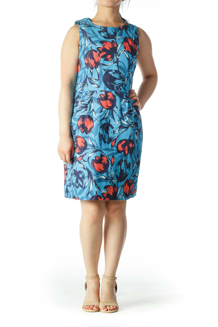 Blue and Orange Floral Dress