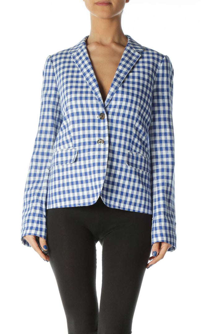 Blue and White Gingham Blazer