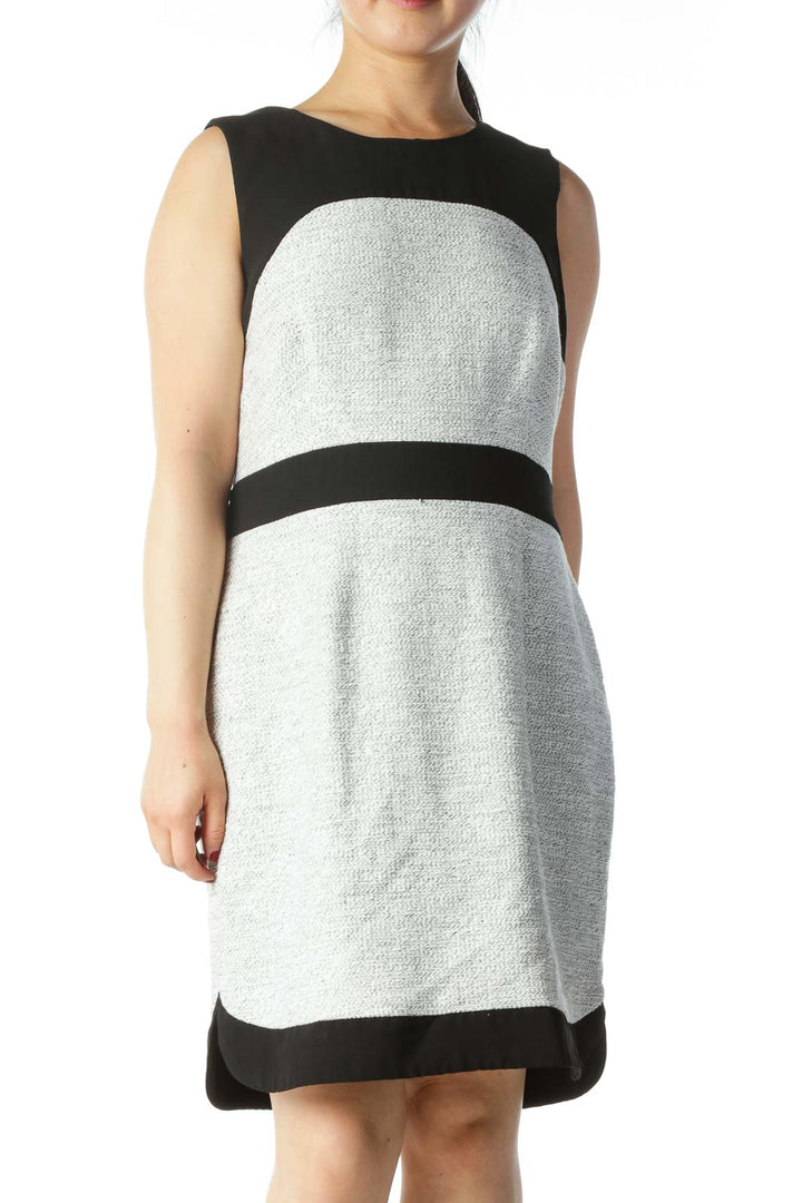 Black and White Sleeveless Knit Dress