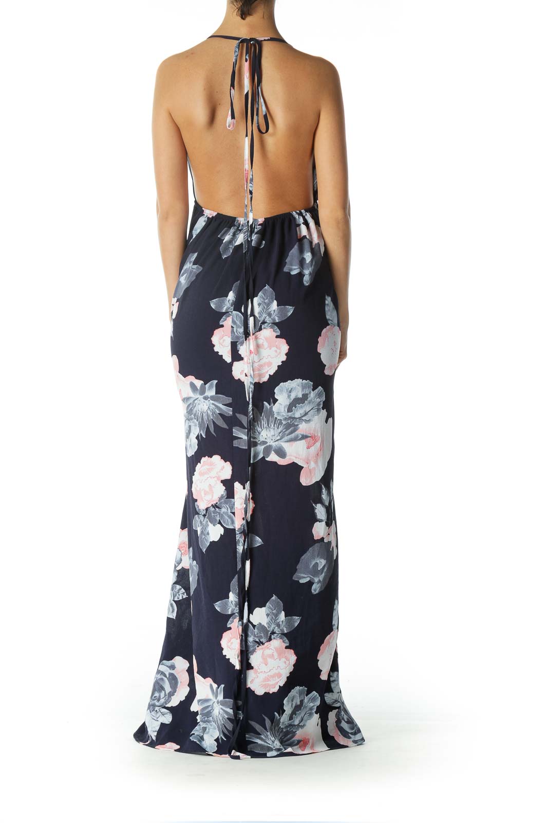 Blue and Pink Floral Maxi Dress