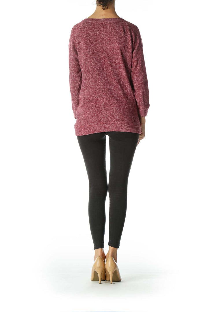 Burgundy Mottled Round Neck Knit Top