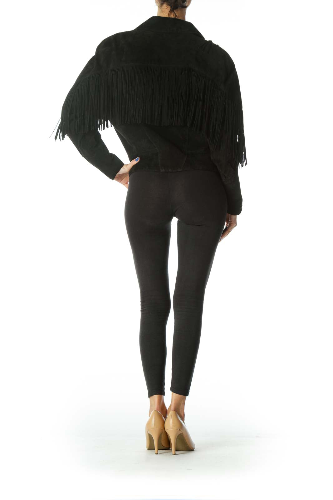 Black Double - Breasted Fringe Jacket