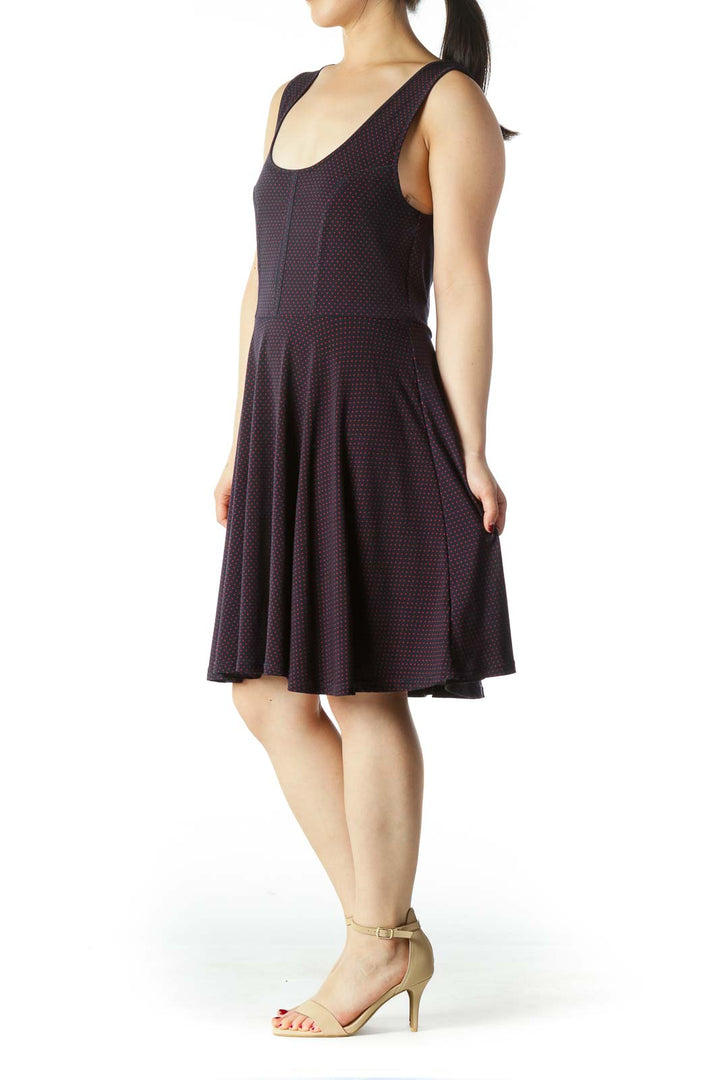 Front view of purple polka dot sleeveless skater dress from Free People