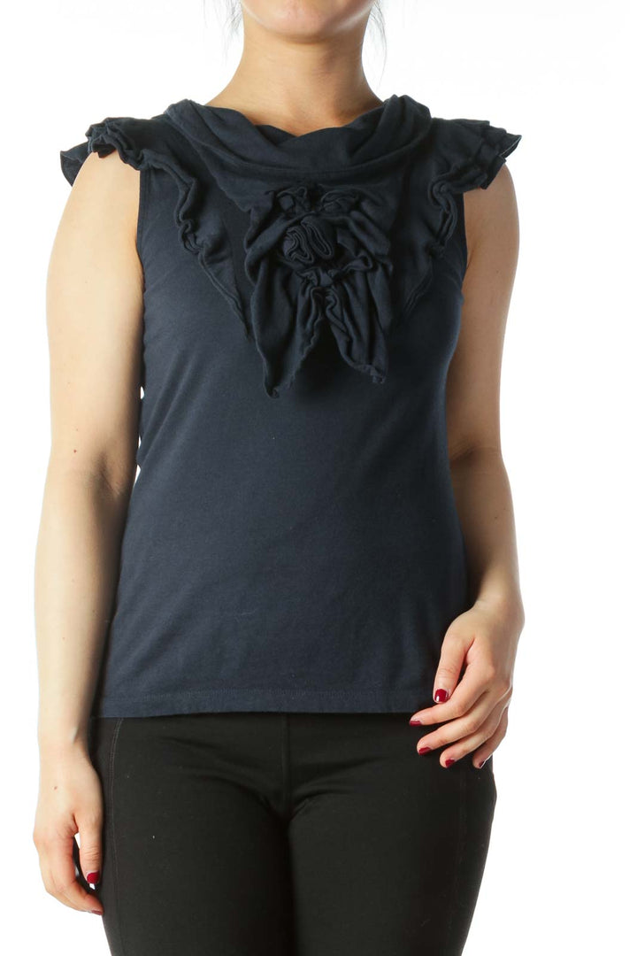 Navy Cap Sleeve Blouse