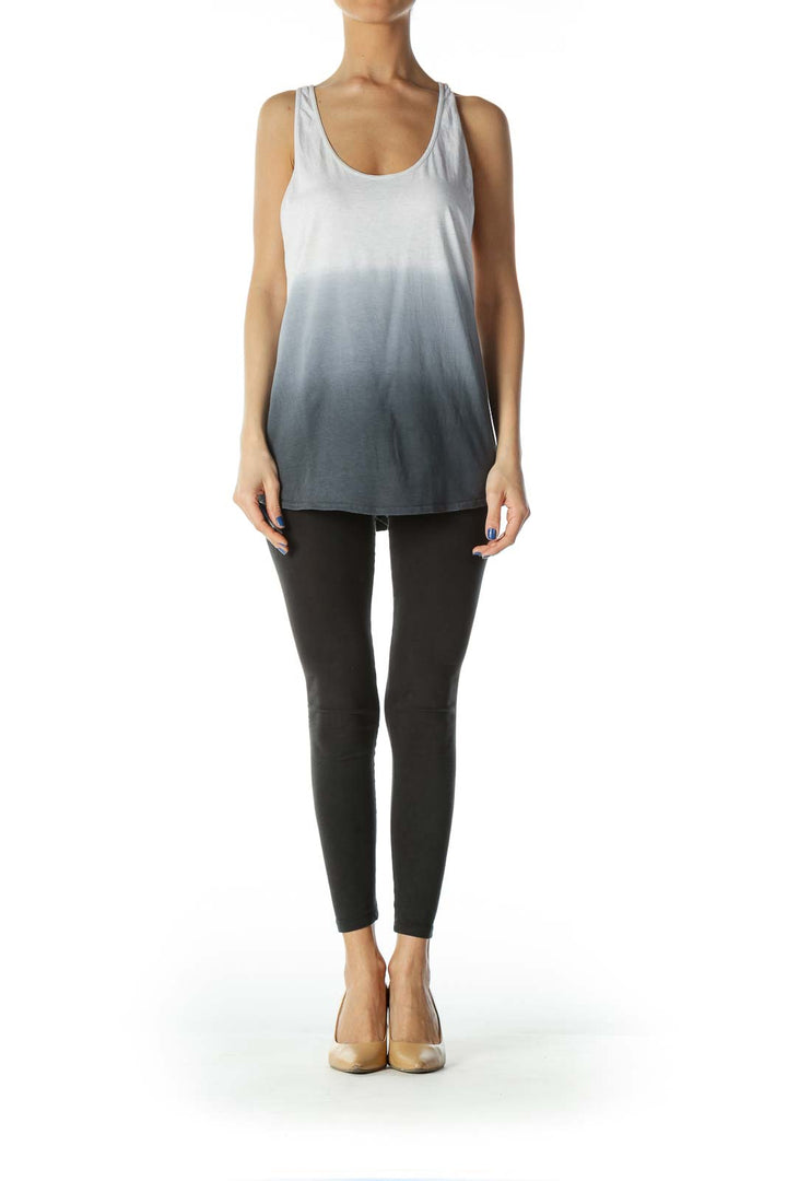 Blue and Gray Ombre Stretch Yoga Top