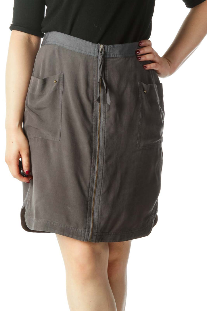 Gray Silk Mini Skirt