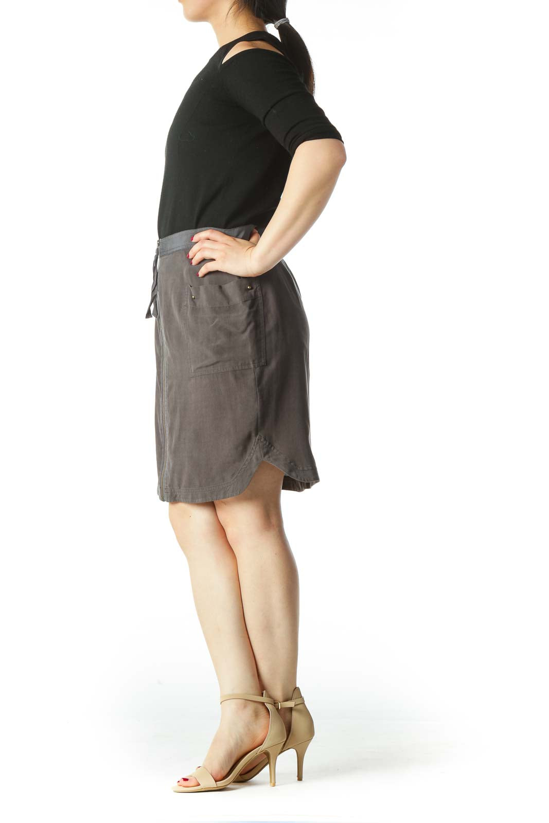 Gray Silk Mini Skirt