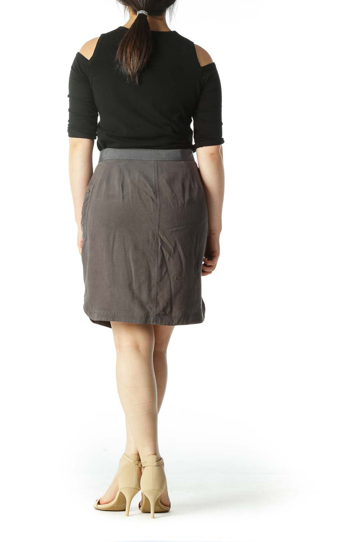 Gray Silk Mini Skirt