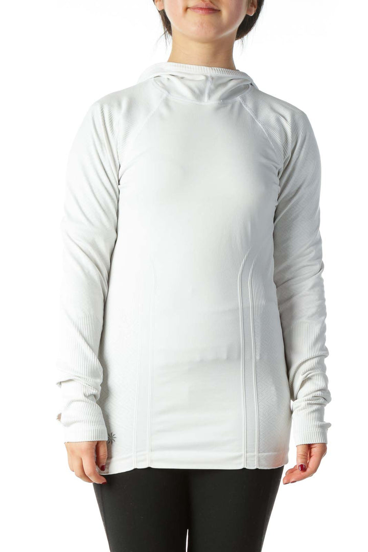 White Stretch Athletic Hooded Jacket