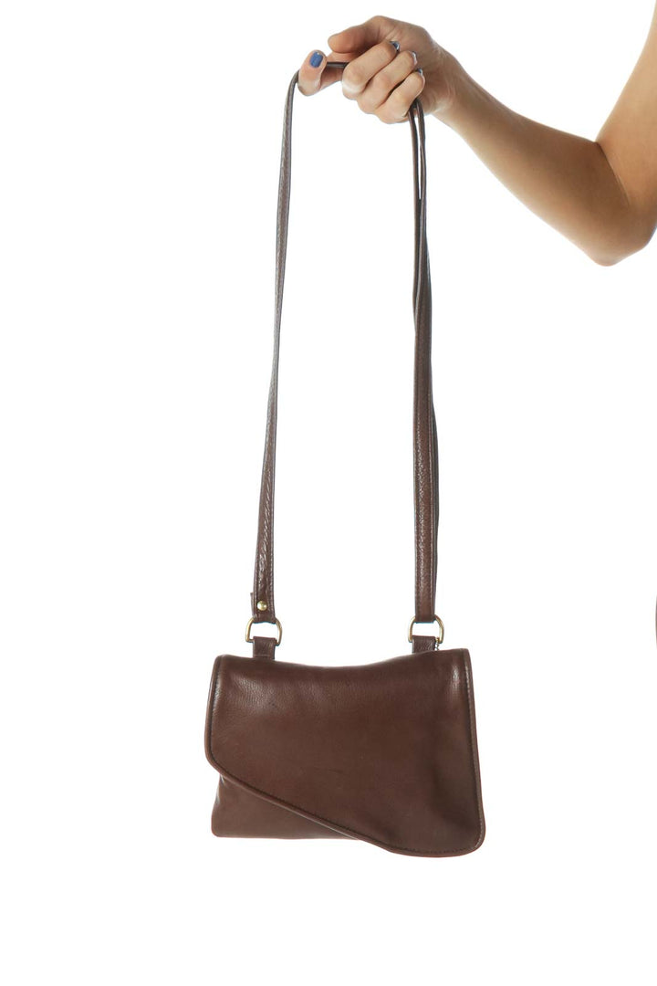 Brown Leather Snap Shoulder Bag