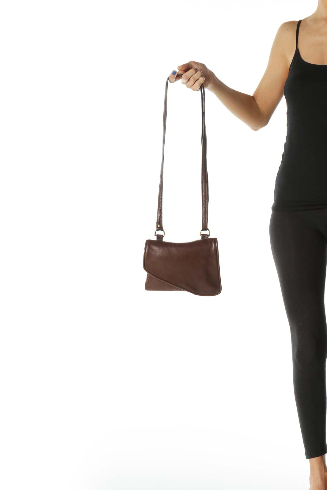 Brown Leather Snap Shoulder Bag