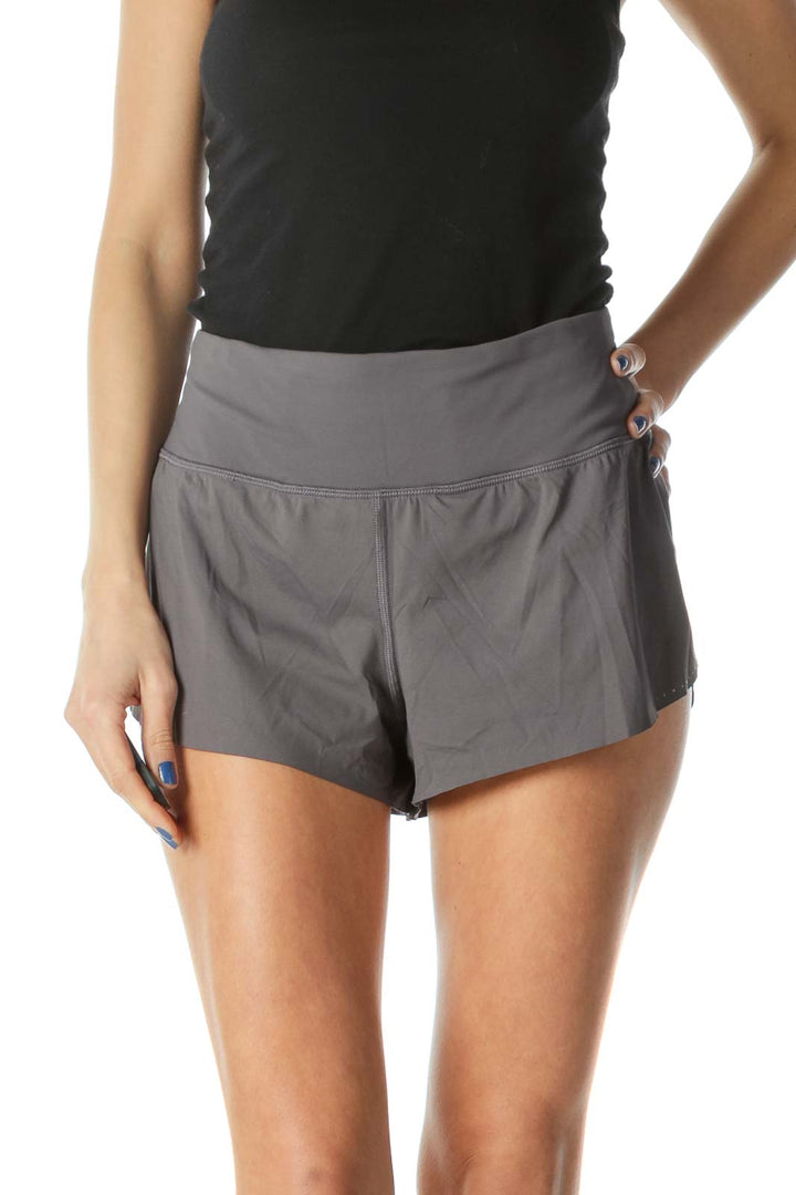 Gray Elastic Mini Sports Shorts