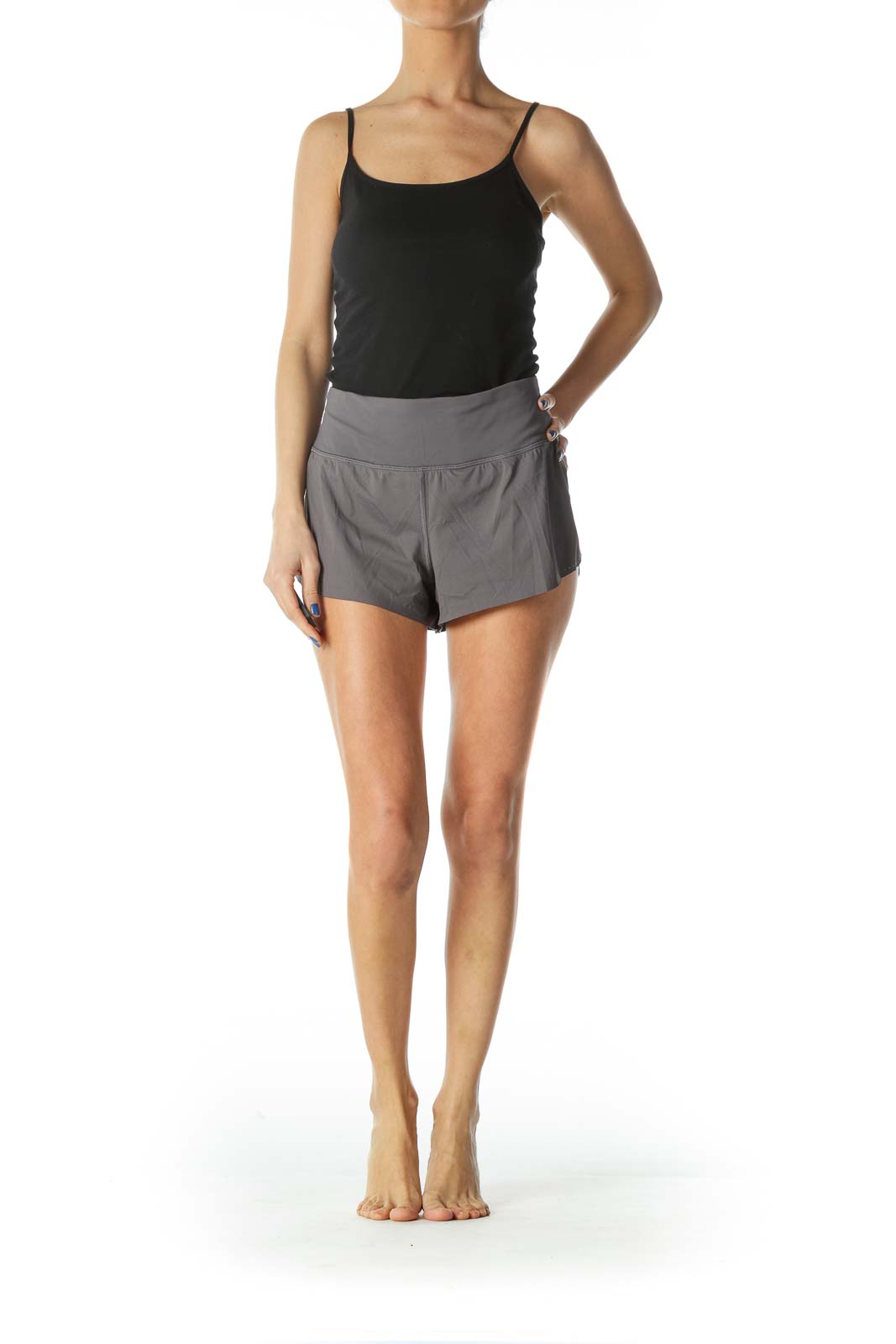 Gray Elastic Mini Sports Shorts