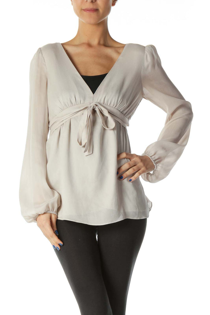 Beige Long Sleeve Blouse