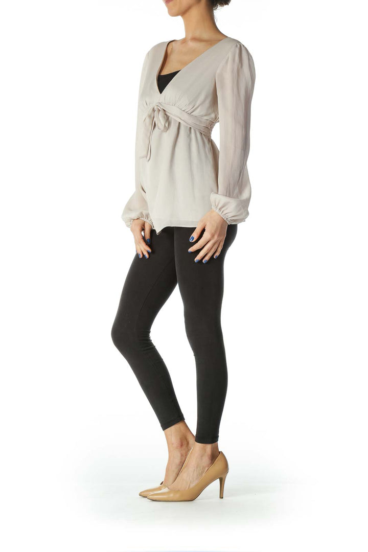 Beige Long Sleeve Blouse