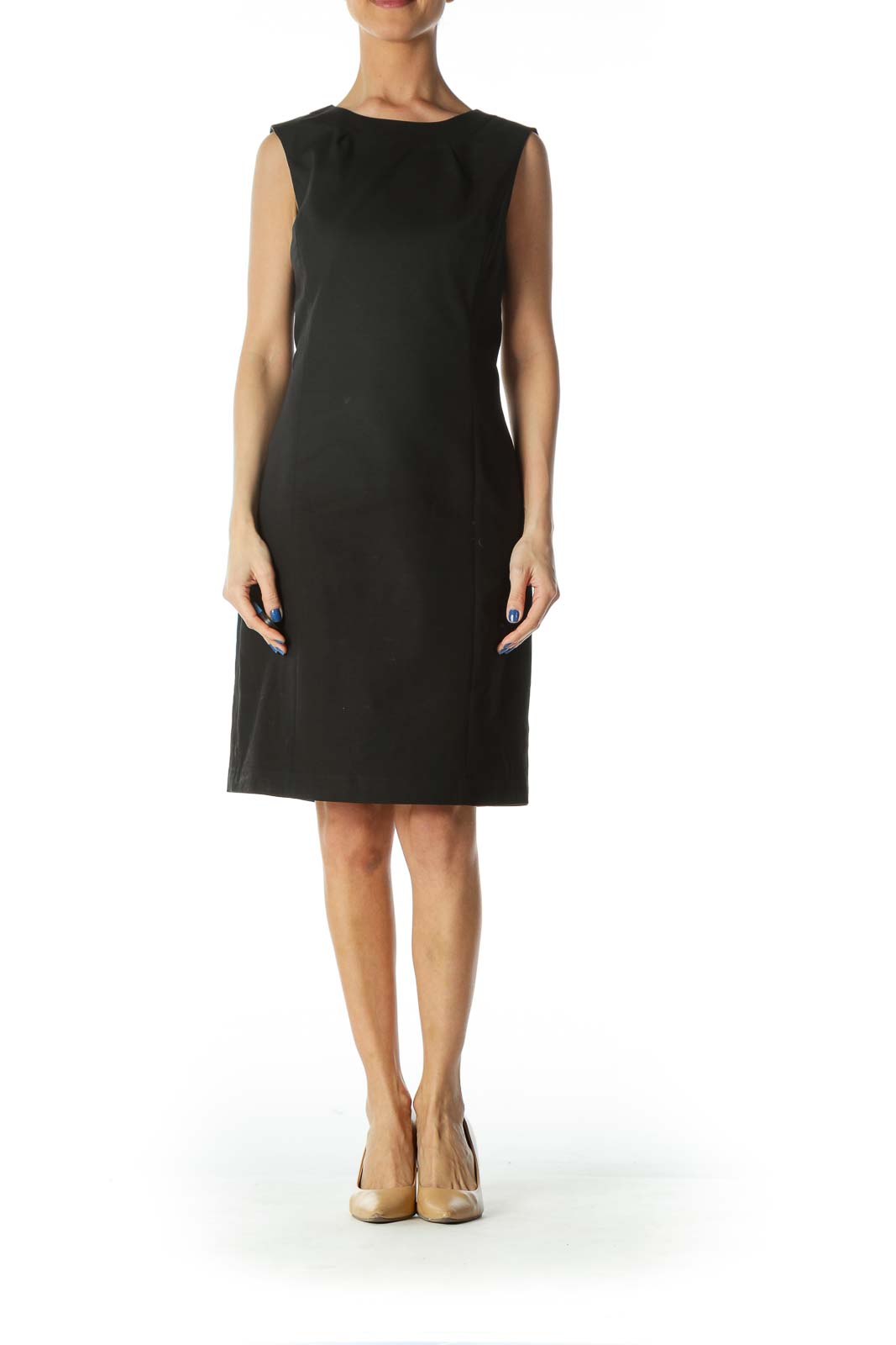 Black Structured Cut Sheath Dress