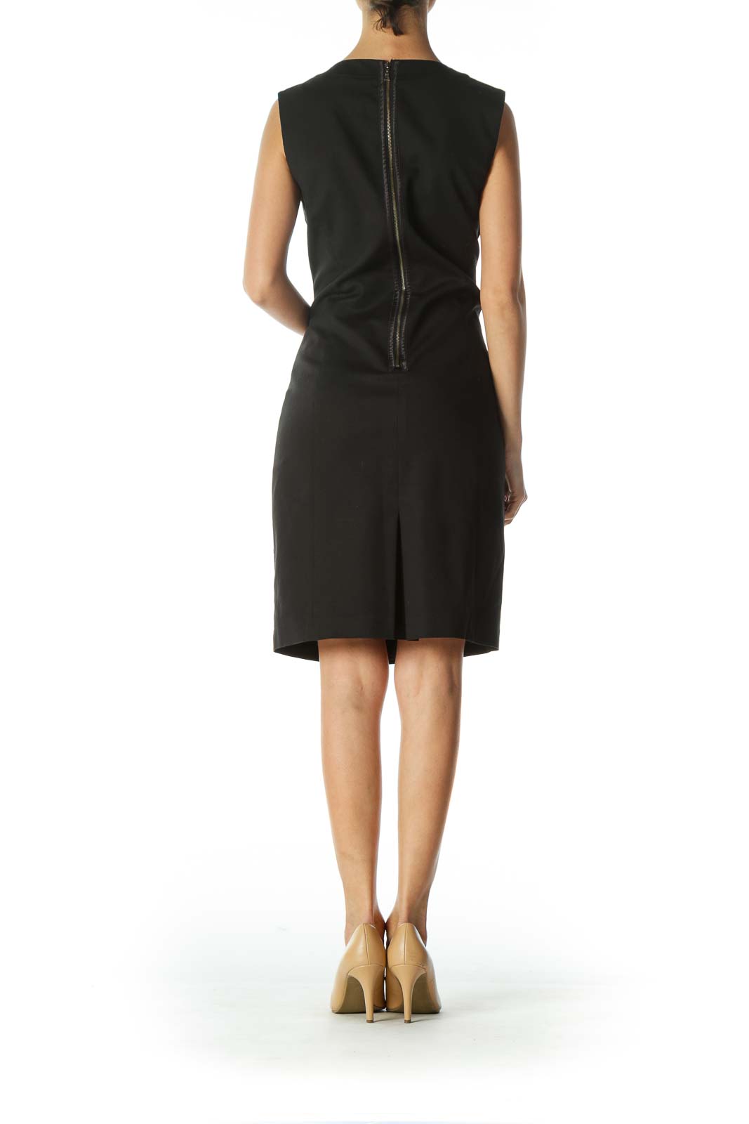 Black Structured Cut Sheath Dress