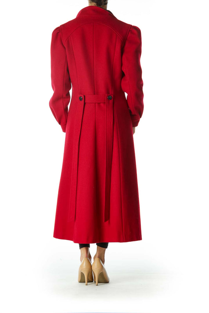 Red Single Breasted Knit Heavy Coat