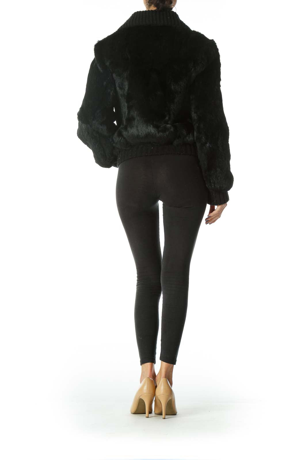 Black Genuine Rabbit Fur Jacket