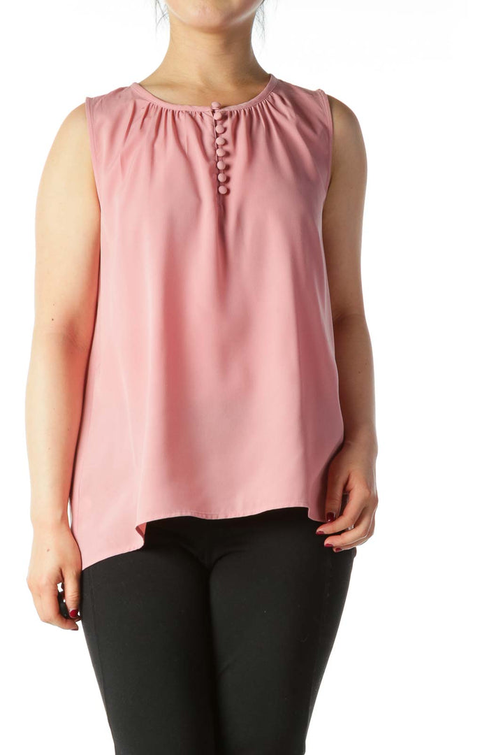 Pink Front Buttoned Shift Blouse