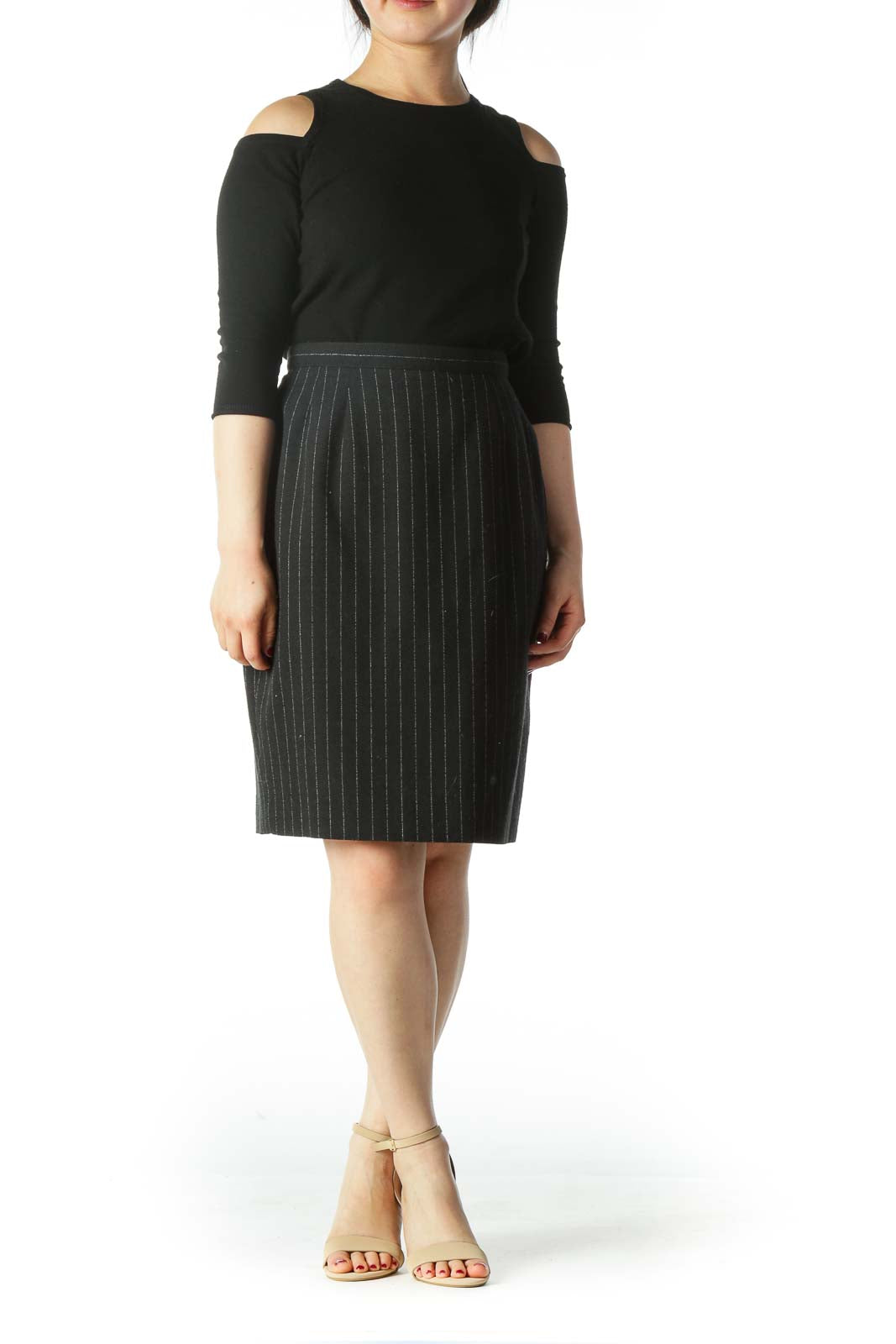 Black Pinstripe Skirt