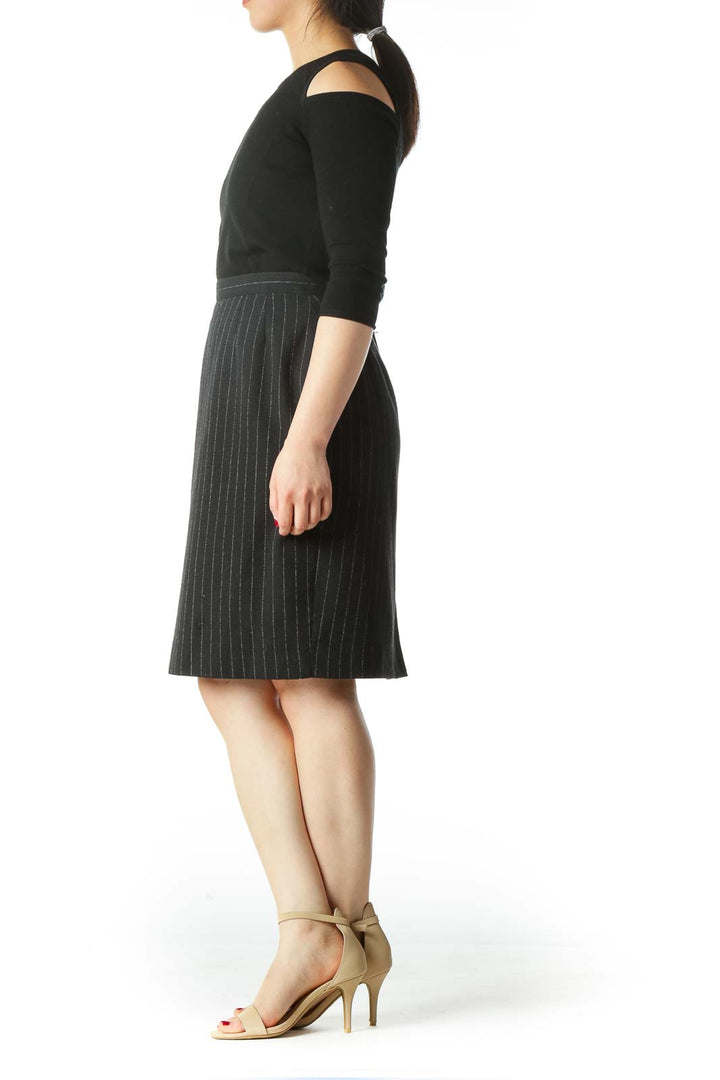 Black Pinstripe Skirt