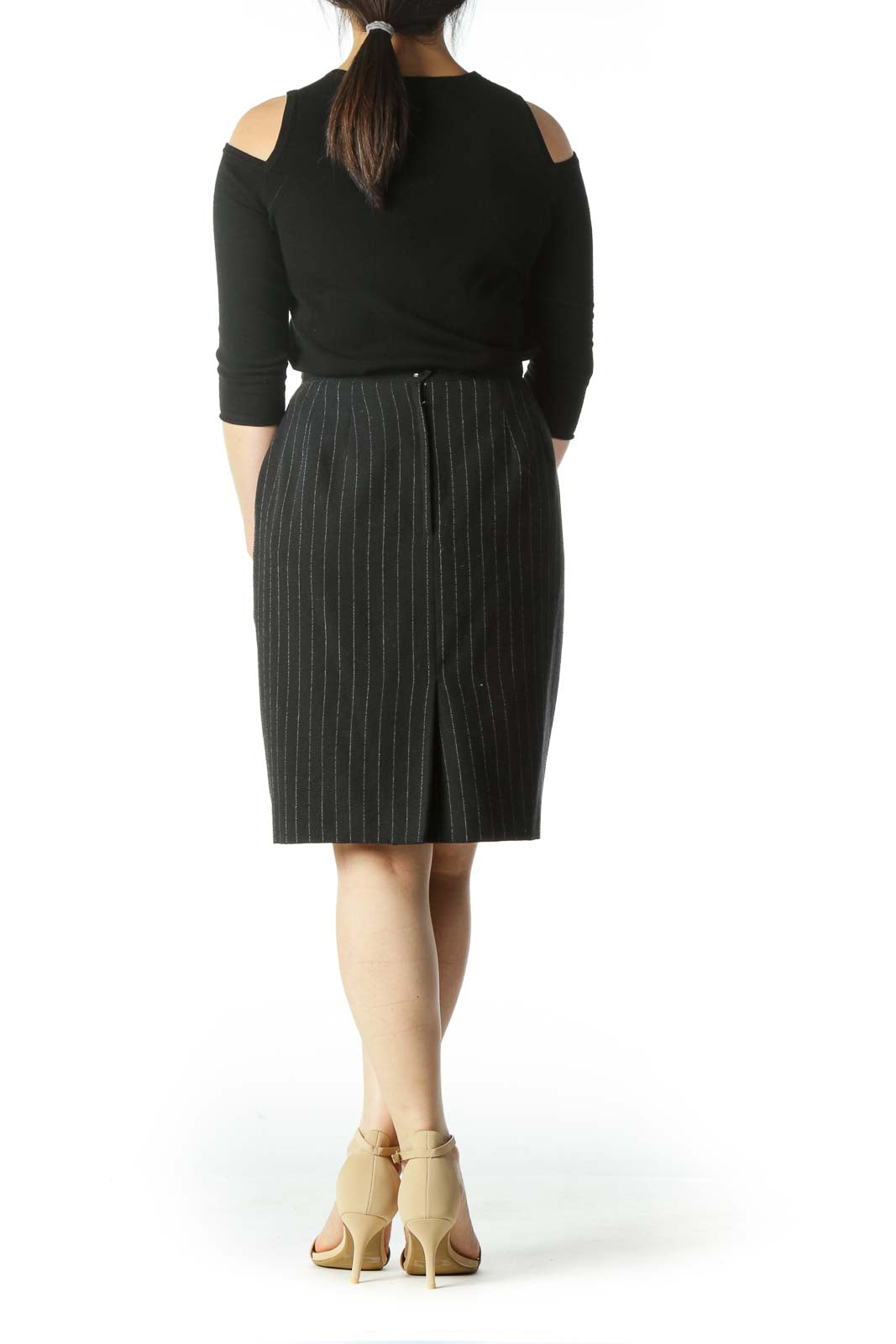 Black Pinstripe Skirt