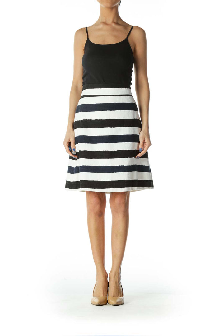 Blue, Black,and White Striped Skirt