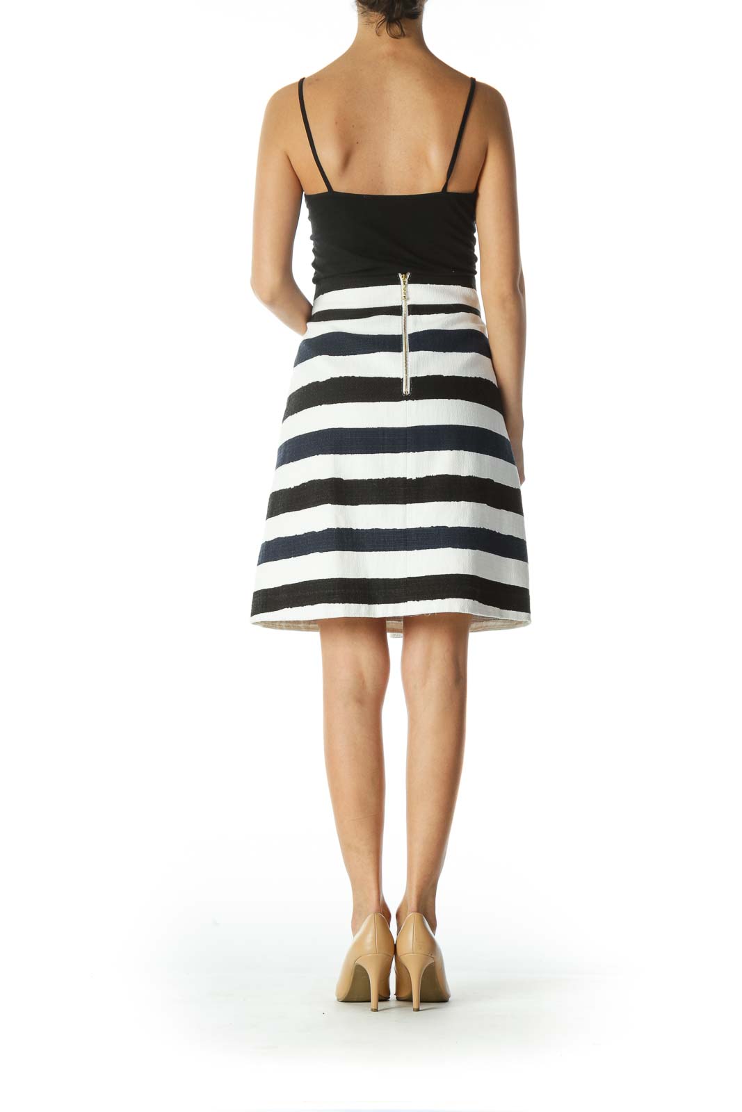 Blue, Black,and White Striped Skirt