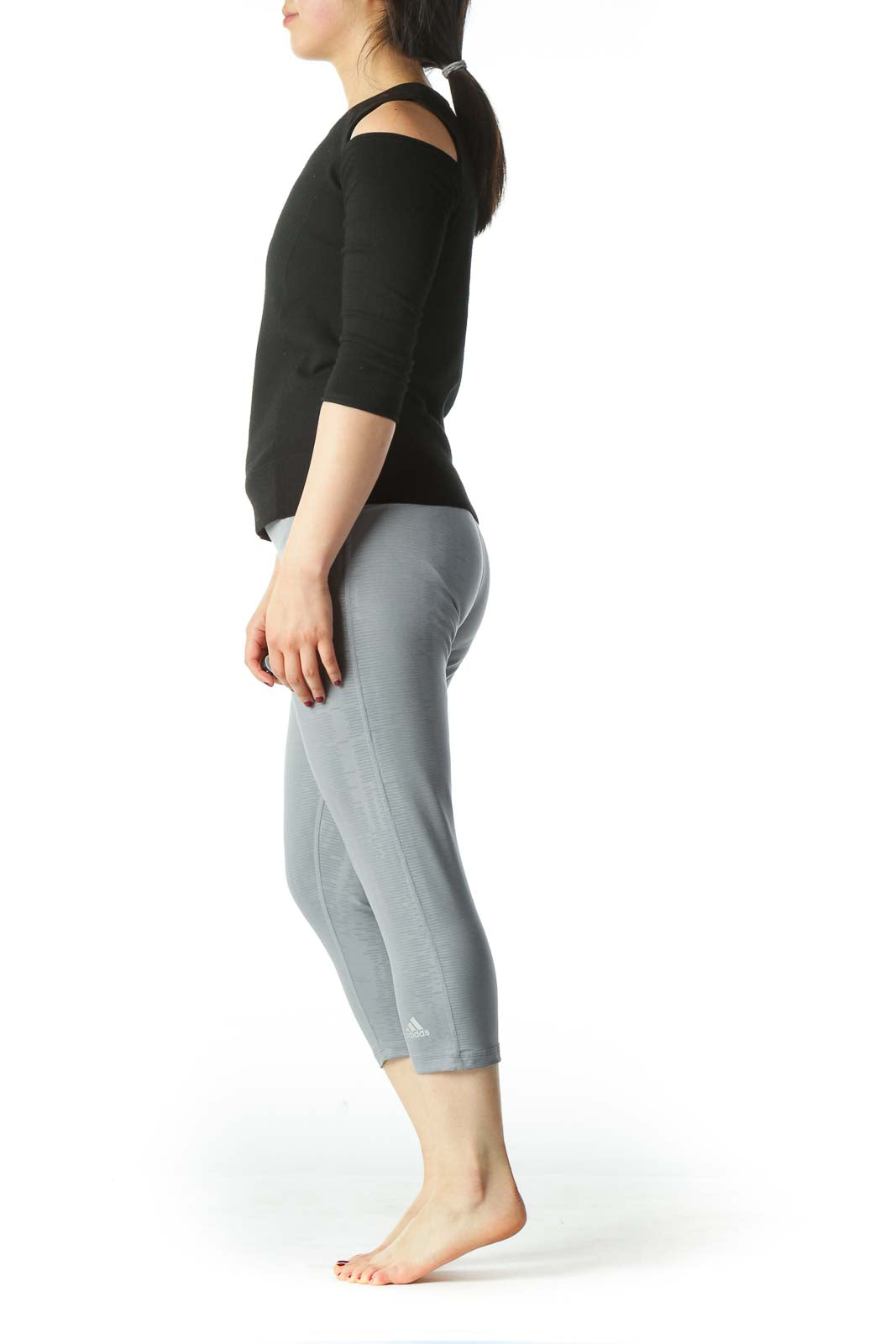 Gray Mid Rise Capri Pant