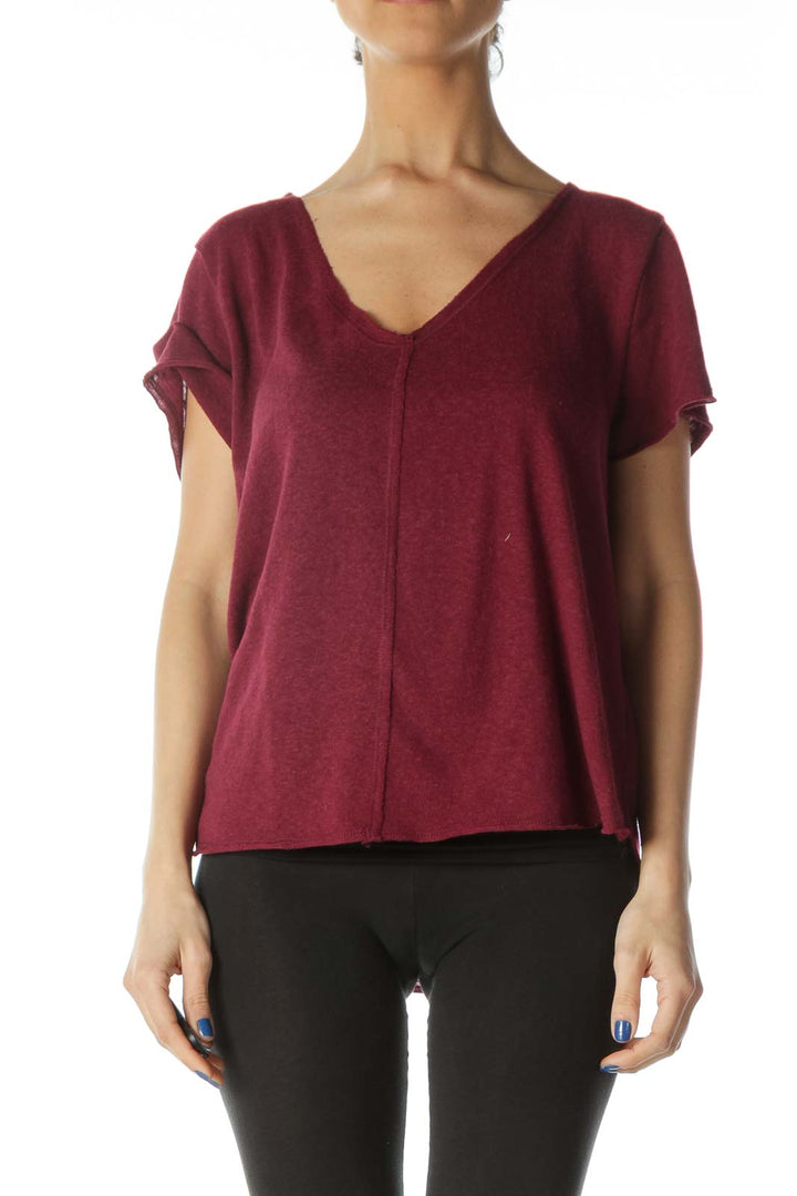 Burgundy Short Sleeve Knit Shirt