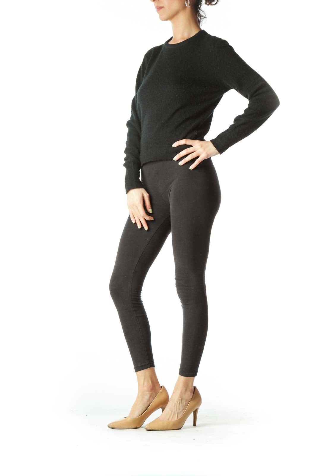 Black Round Neck Long Sleeve Sweater